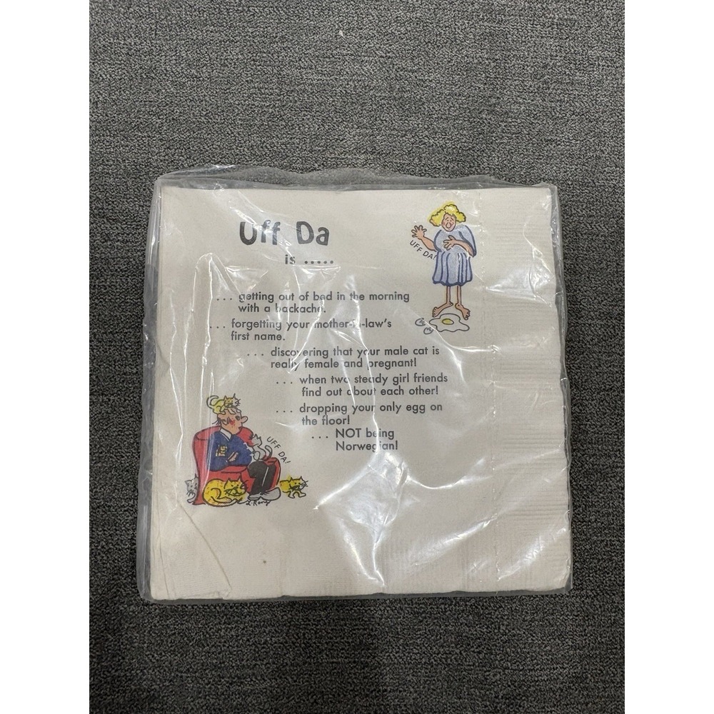 Vintage Norwegian New Old Stock Drink Napkins Bergquist Imports "UFF DA"‎